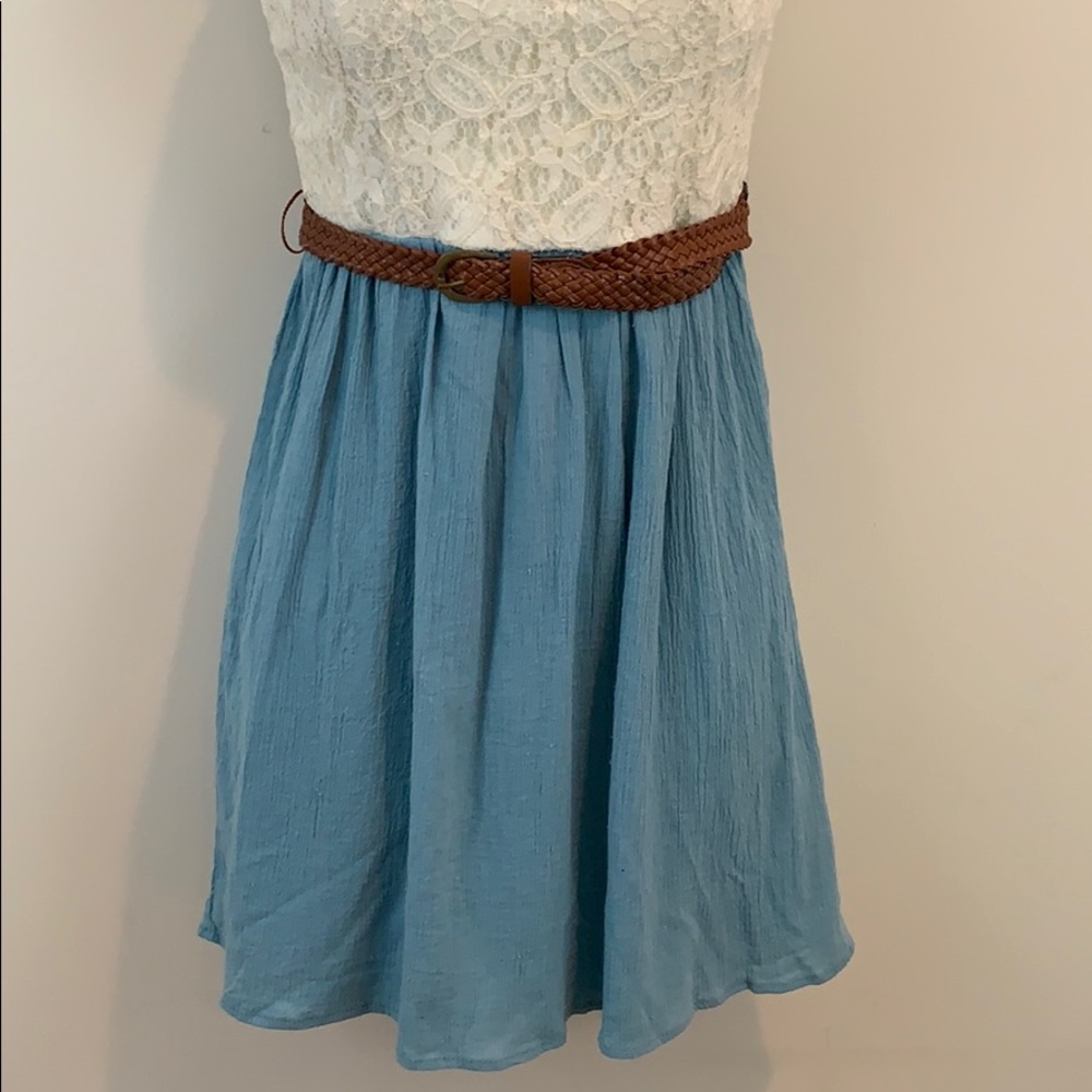 City Triangles Strapless Lace Top Belted Dress - Picture 3 of 8
